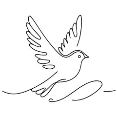 Fototapeta premium Line drawing of bird flying on white background