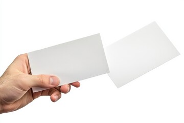 Fototapeta premium Isolated depiction of a hand holding multiple unmarked papers.
