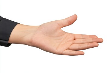 Isolated image of a male hand with palm facing outward.