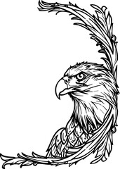 Eagle corner border drawing