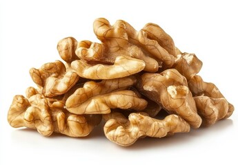 Fototapeta premium Tasty walnut portions showcasing their rich texture and color.