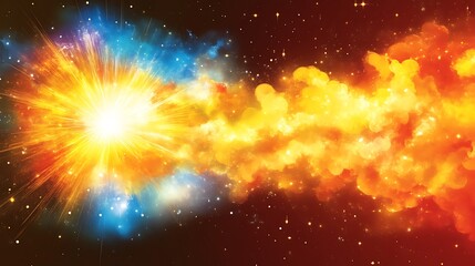 Fototapeta premium Cosmic Explosion Nebula Bright Starburst Glowing