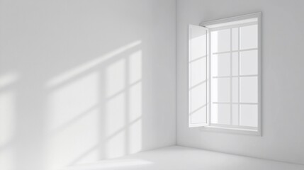 Sunlight Streaming Through an Open Window in a Minimalist Room
