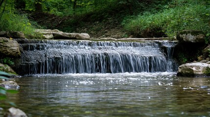 Serene Waterfall in Lush Forest