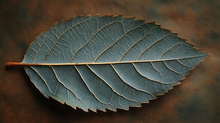 Obraz premium A single leaf showcasing intricate vein detail