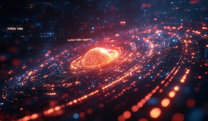 Obraz premium Abstract Digital Galaxy: A mesmerizing visualization of a cosmic nebula, showcasing intricate patterns and vibrant colors of deep space.