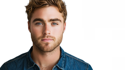 a young man poses for a portrait on a transparent background, PNG image, PNG file, Generative art.