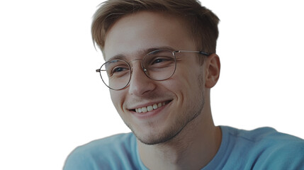 Fototapeta premium a portrait of a young man wearing glasses smiling at the camera PNG image, PNG file, Generative art.