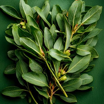 Lush Green Ruskus Sprig  Fresh Greenery  Botanical Leaves  Nature Photography