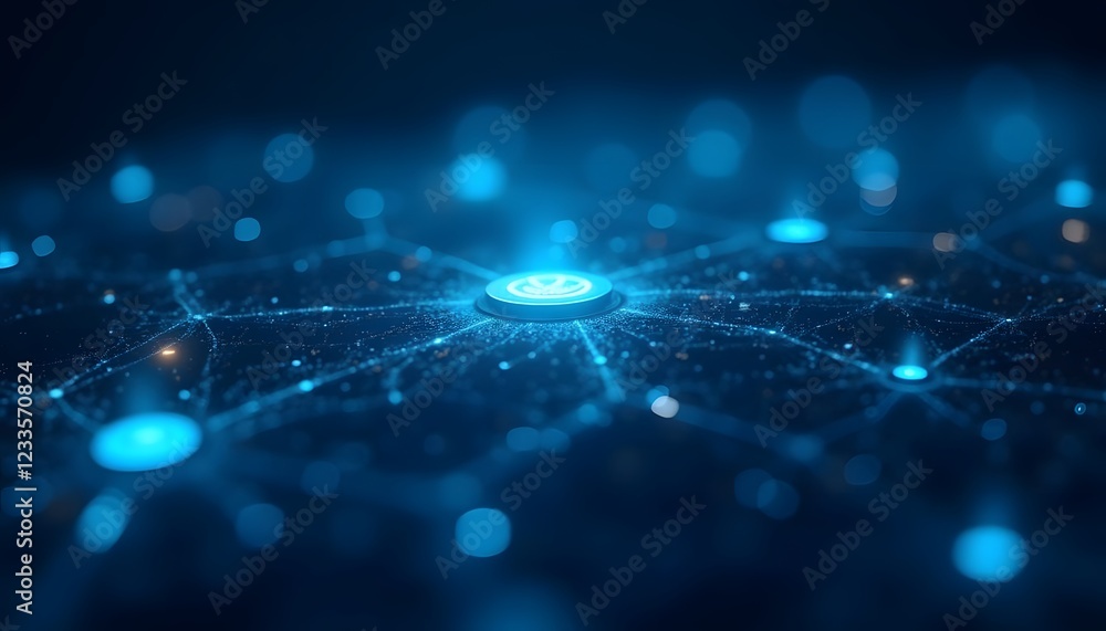 Poster digital network global connection blue