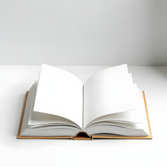 An open book with blank pages invites reading and writing