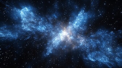 Obraz premium Stunning Blue Nebula in Cosmic Space with Ethereal Glow : Generative AI