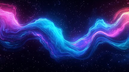 Obraz premium Dynamic Neon Lights in Space Artistic Representation of Flowing Energy and Motion : Generative AI