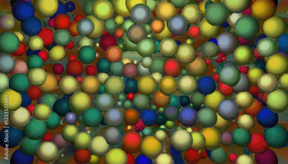 Aufkleber abstract cluster of interconnected spheres in a vibrant, otherworldly background, exploring the intr