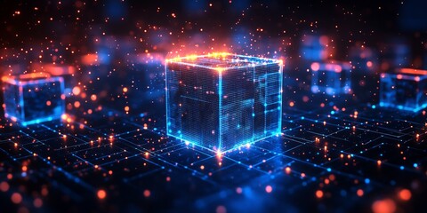 Obraz premium Digital Cubes: Network Data Visualization