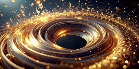 Obraz premium Glittering metallic liquid swirling in a circular motion, Metallic, Glitter, Metallic, Glitter