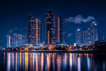 Obraz premium Singapore city skyline at night