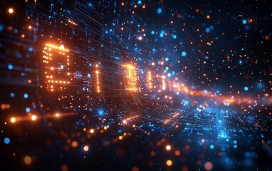 Obraz premium Digital Abstract: A Futuristic Cyberpunk World of Data and Light