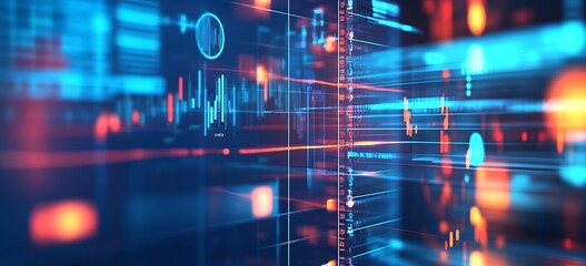 Fototapeta premium Digital Data Streams and Graphical Visualization in Futuristic Interface Design : Generative AI