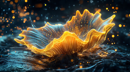 Glowing Organic Abstract Form with Particles