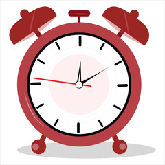 red alarm clock is isolated on a white background