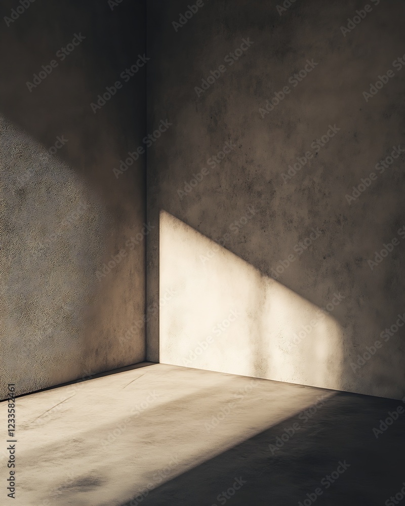 Poster modern interior with play of light and minimalist shadows on textured walls : generative ai
