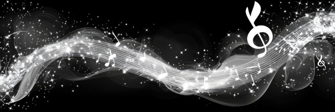Abstract musical notes swirl design. Background use for music events