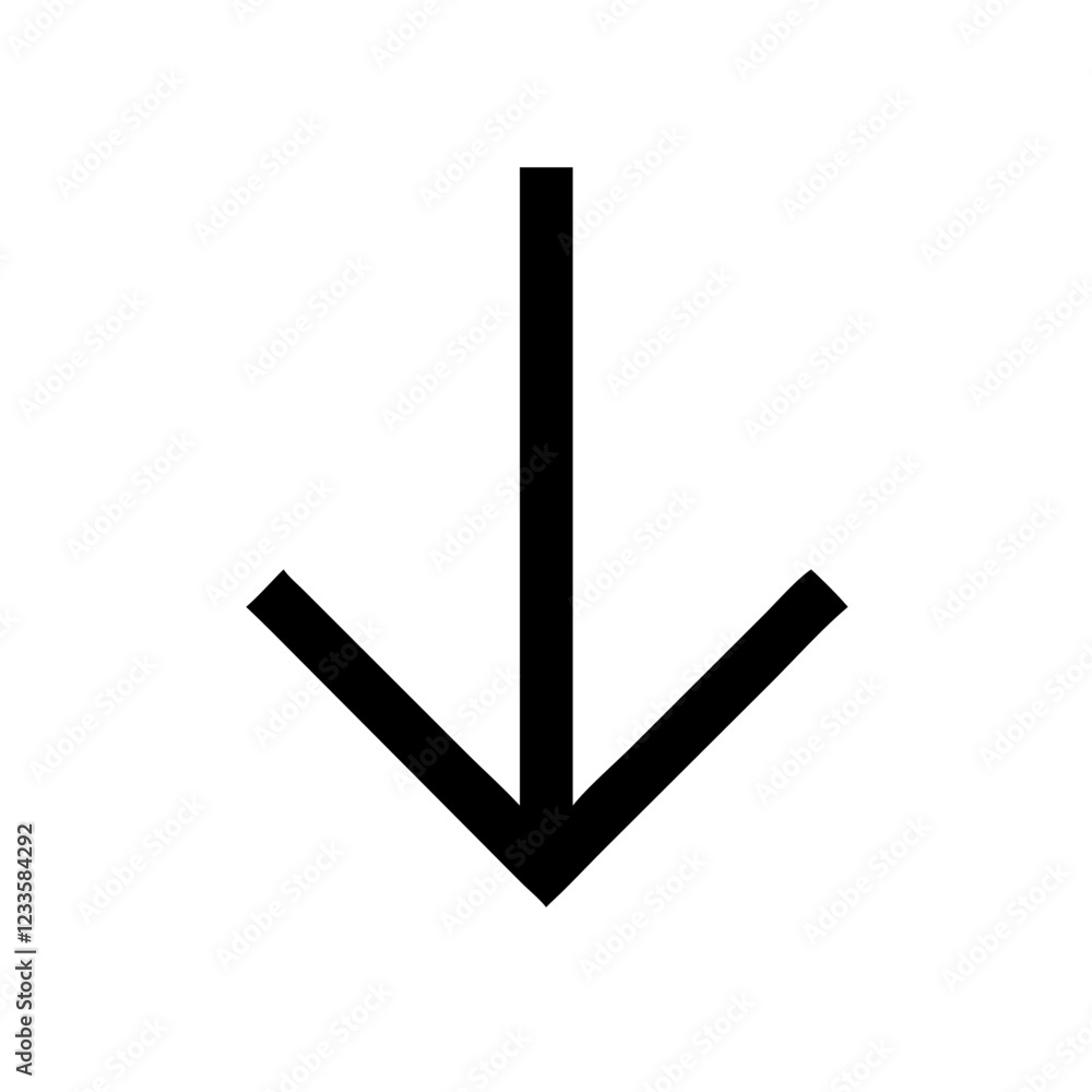 Poster arrow pointing down vector icon – direction and navigation symbol
