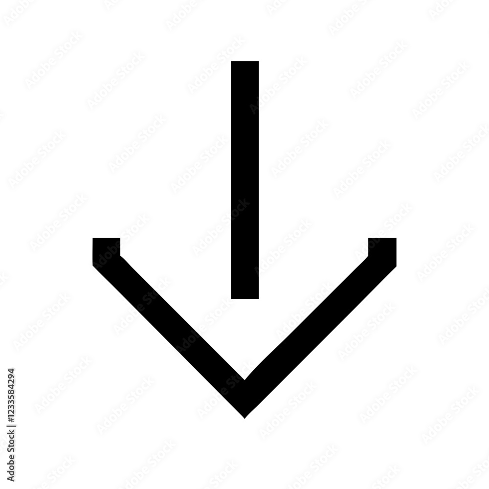 Poster arrow pointing down vector icon – direction and navigation symbol
