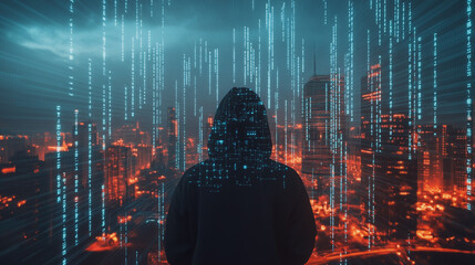 Hacker are planning to hack and attack networks and cyber security , innovative Smart city and graphs with statistics to analyze business potential and predict future developments in company growth.