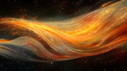 Obraz premium Celestial Wave of Golden Stardust Across Dark Space