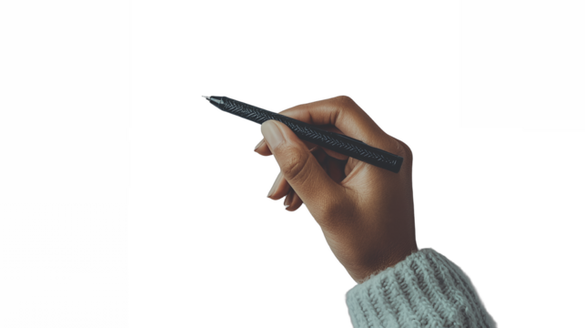 a hand holding a pen pointing at a knife PNG image, PNG file, Generative art.