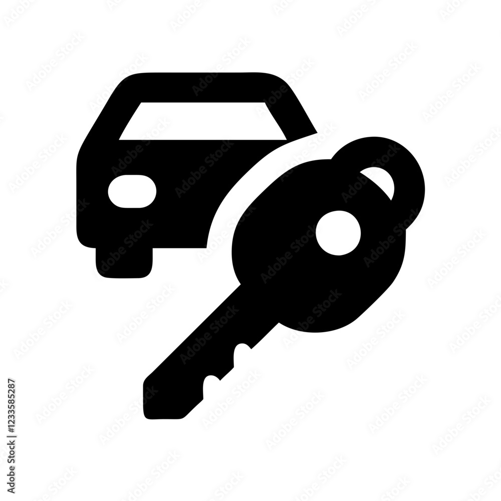 Poster car key vector icon – vehicle and security symbol