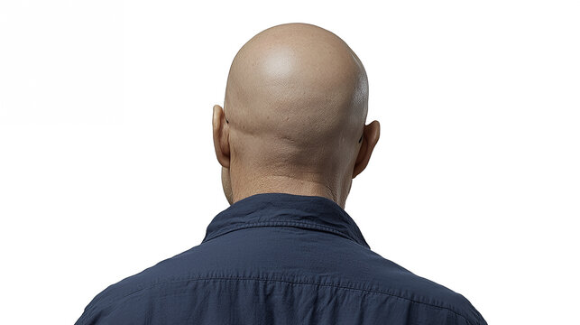 a man with a bald head in a blue shirt PNG image, PNG file, Generative art.