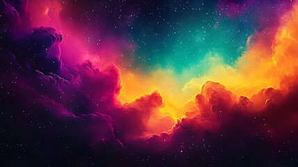 Fototapeta premium Spectacular Multicolored Nebula with Starry Background and Colorful Cloud Formations : Generative AI