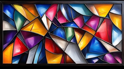 Abstract Colorful Geometric Glass Painting