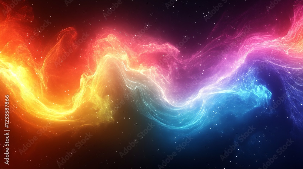 Aufkleber abstract colorful rainbow wave with energetic flowing motion for modern digital art backgrounds : ge