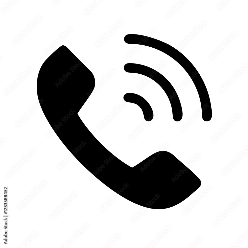 Poster ringing telephone vector icon – communication and connectivity symbol