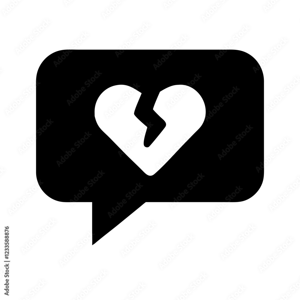 Aufkleber speech bubble with broken heart vector icon – emotional expression symbol