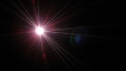 Bright Pink and White Lens Flare on Black Background