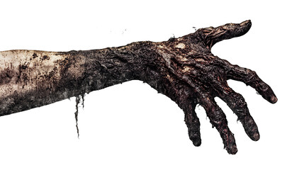 a bloody hand on a transparent background, PNG image, PNG file, Generative art.