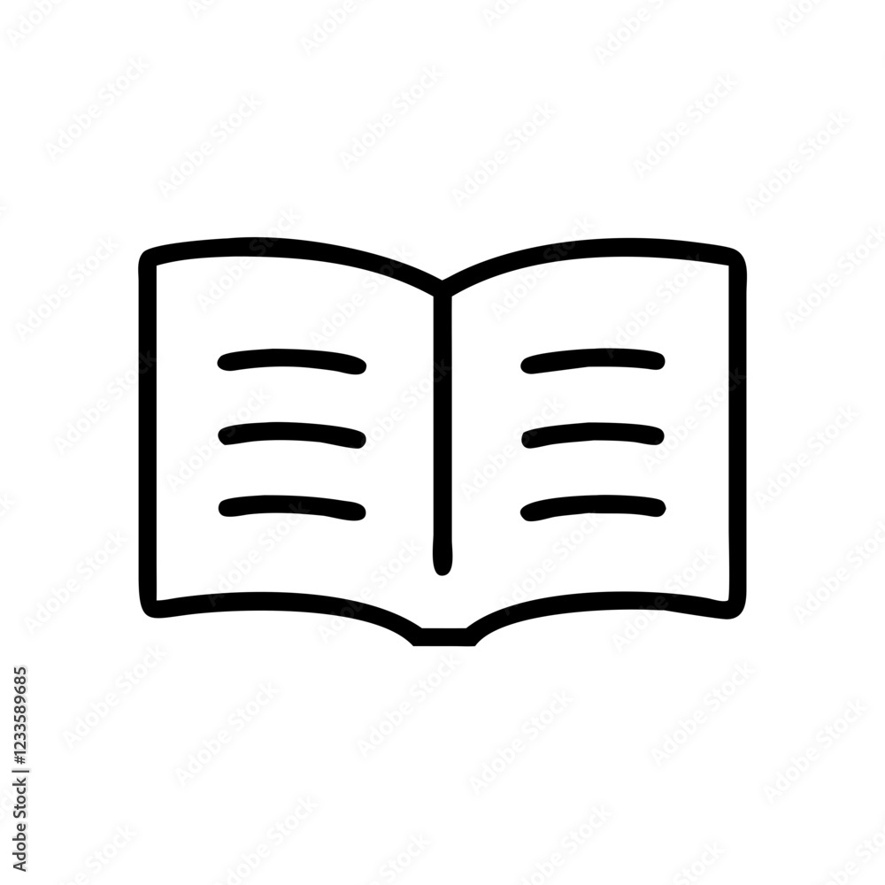 Poster open book vector icon – minimalist knowledge symbol