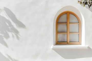 Arched Window in Minimalist Mosque Design with Light Gray Background