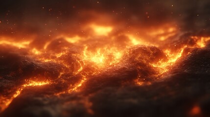 Fiery Embers Glowing Intensely Across Dark Surface