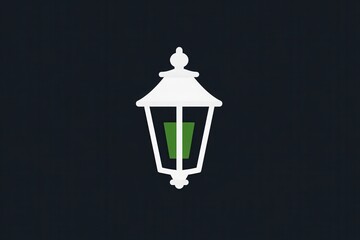 Elegant Minimalist Lantern Icon with Straight Lines on White Background