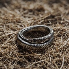 Fototapeta premium A Bulgari-inspired ring with interlocking bands of gold and platinum.