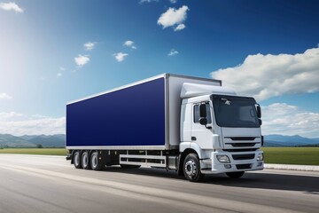 Naklejka premium Driving cargo truck on the road