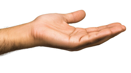 a male hand with the palm open on a transparent background, photo PNG image, PNG file, Generative art.