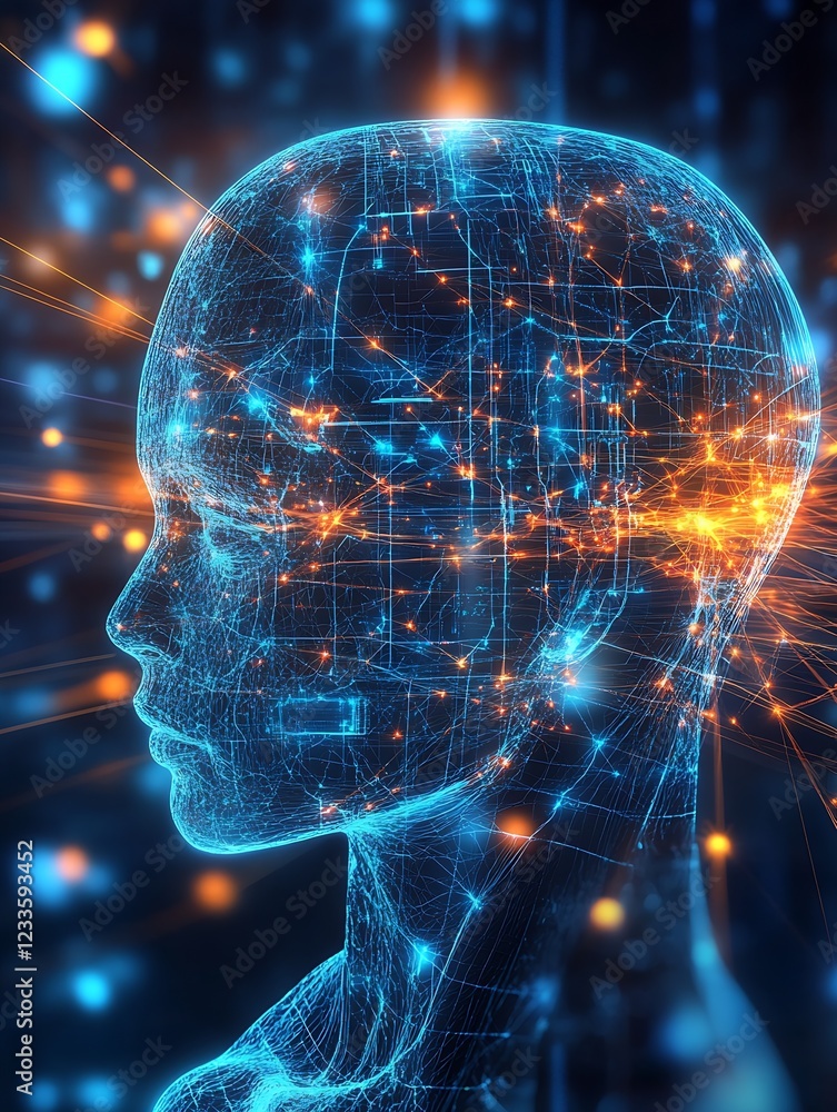 Aufkleber Cutting-edge Neural Network and Brain Visualization in Futuristic Design : Generative AI