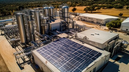 Fototapeta premium A solar-powered food processing plant reducing its carbon footprint.